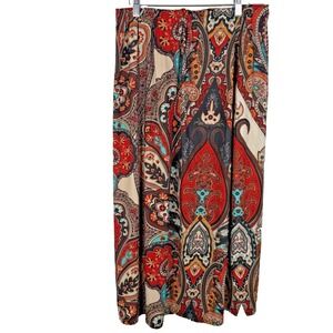 Vintage ICE Midi Skirt Large Long 90s Y2K Floral Paisley Peasant Boho Stretch